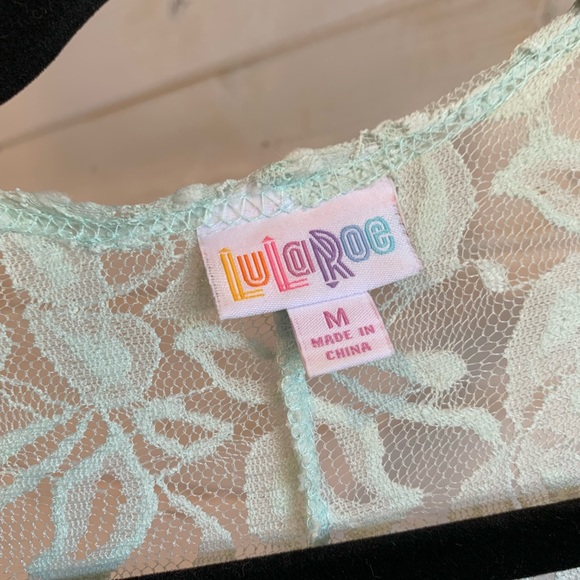 Lula Roe | Light Mint Coloured Lace Sleeveless Duster - Picture 4 of 6